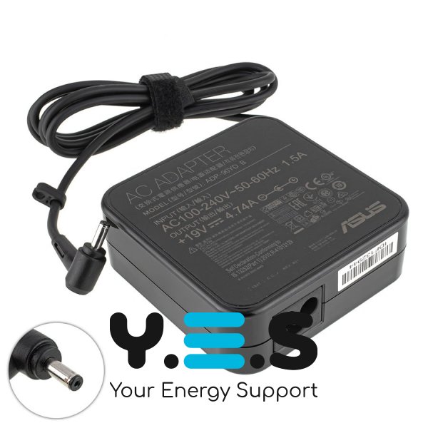 Оригінальний блок живлення для ноутбука Asus 90W 19V 4.74A (4.0×1.35мм, L-образний) чорний, квадратний, для ZenBook UX32 (без кабелю)