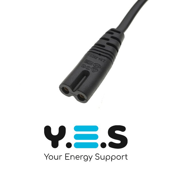 Силовий кабель для адаптера живлення ноутбука, 2-pin, з роз’ємом C7 (фігурний, PA2E)