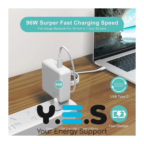 Зарядний 96W USB-C Power Adapter для MacBook Pro 13-15" (2016-2023) MacBook Air (2018-2024) HPW-14320