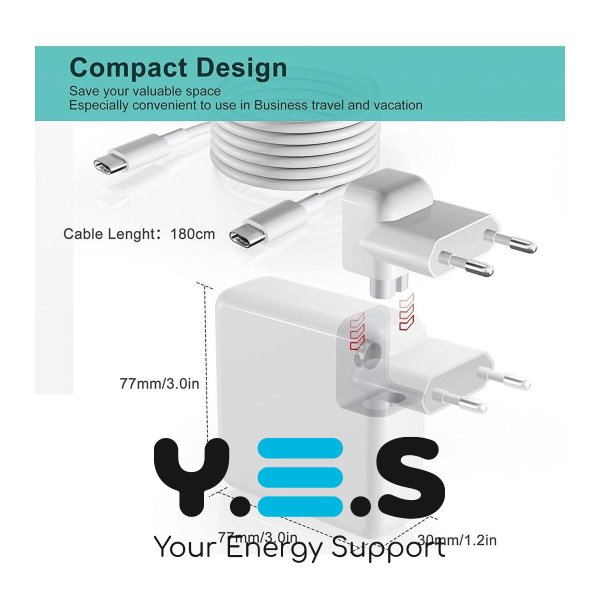 Зарядний 96W USB-C Power Adapter для MacBook Pro 13-15" (2016-2023) MacBook Air (2018-2024) HPW-14320