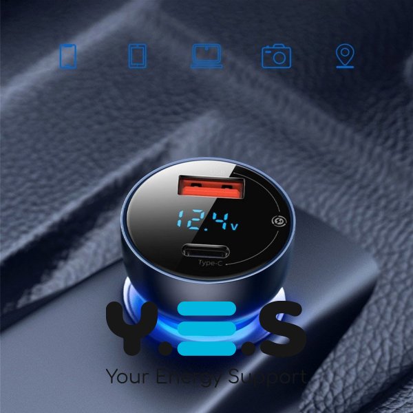 Автомобільний зарядний пристрій Baseus Particular Digital Display QC+PPS Dual Quick Charger Car Charger 65W Shallow tarnish (CCKX-C0A)