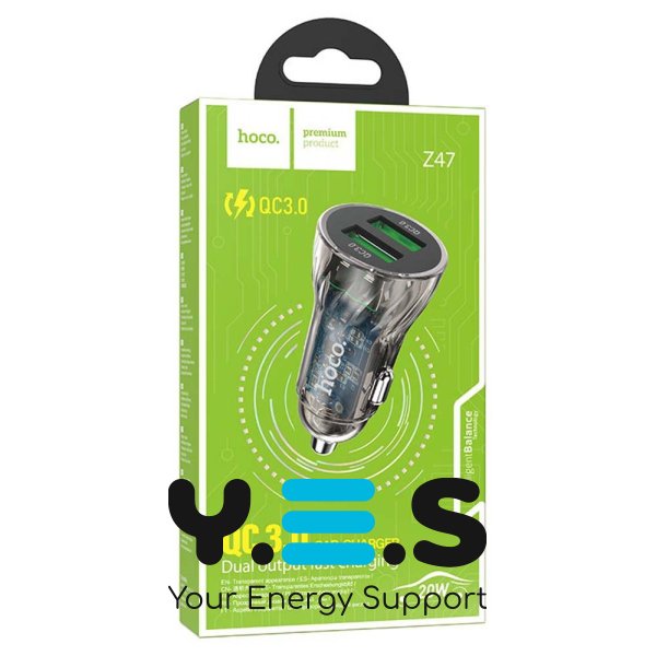 Авто зарядний пристрій Hoco Z47 QC3.0 (2USB/20W) Чорне