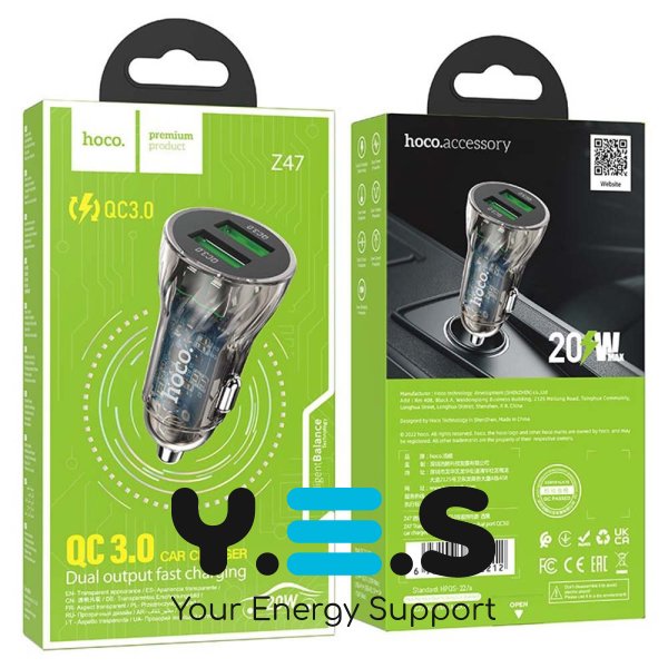 Авто зарядний пристрій Hoco Z47 QC3.0 (2USB/20W) Чорне