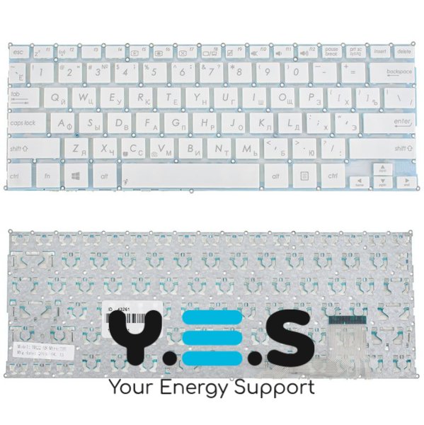 Клавіатура для ноутбука ASUS S200, X201, X202 — біла, російська розкладка, без фрейма
