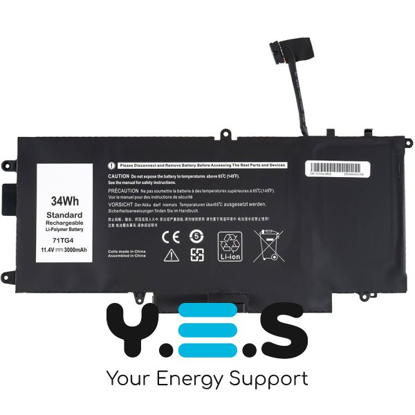 Батарея до ноутбуків DELL 71TG4 (Latitude: 5289, 7390) 11.4V, 3000mAh, чорний колір