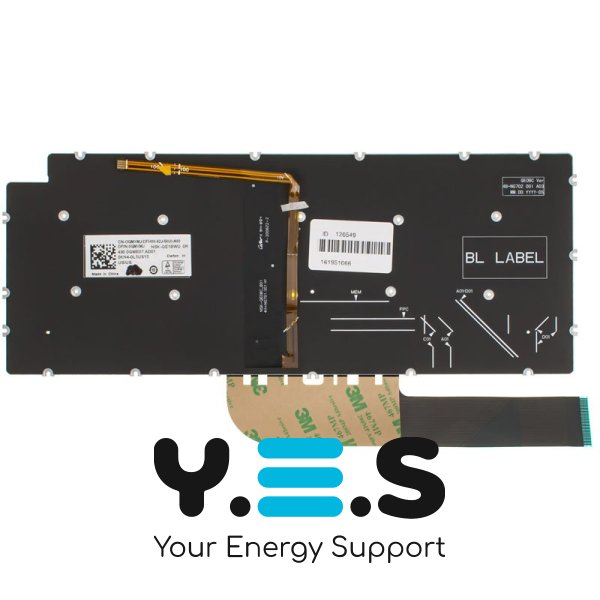 Клавіатура до ноутбуку DELL (Inspiron: 5390, 5490, 7490) російська розкладка, сірий колір, без фрейму, підсвітка клавіш (Оригінал)