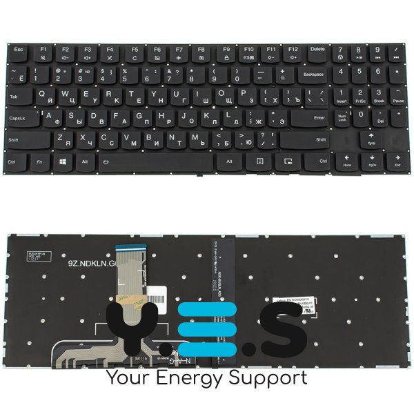 Клавіатура до ноутбуку LENOVO (Legion: Y520-15) російська розкладка, чорний колір, без фрейму, підсвітка клавіш (Оригінал)