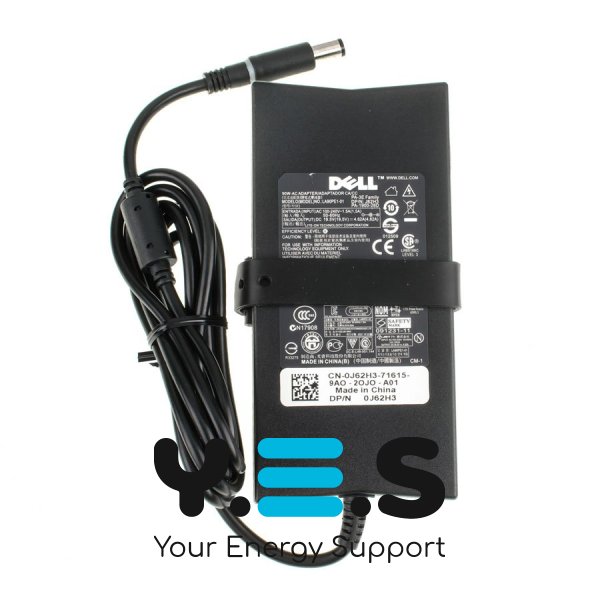 Оригінальний блок живлення до ноутбуку  DELL SLIM 19.5V, 4.62A, 90W, 7.4x5.0-PIN, чорний колір, SLIM (0J62H3)