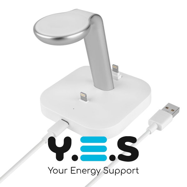 Бездротовий зарядний пристрій  HOCO CW43 Graceful 3-in-1 charger білий