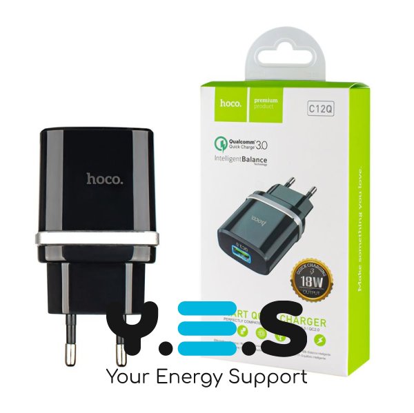Зарядний пристрій HOCO C12Q Smart  QC3.0  18W  чорний  6931474716255