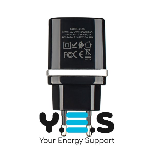 Зарядний пристрій HOCO C12Q Smart  QC3.0  18W  чорний  6931474716255