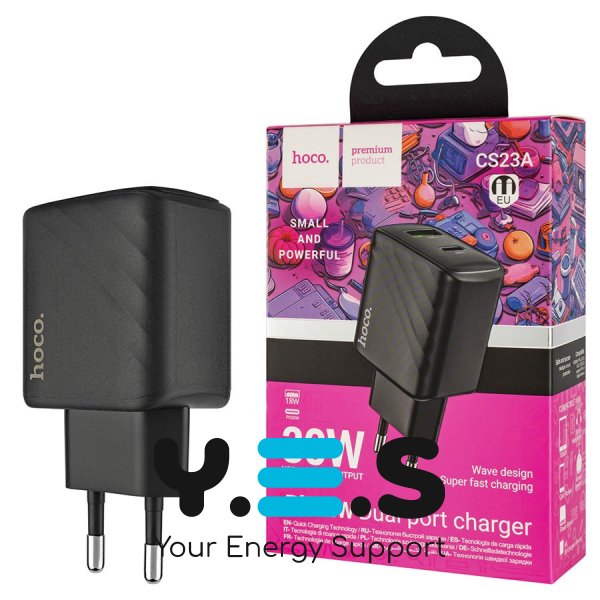 Зарядний пристрій HOCO CS23A Sunligh 1U+1C PD30W+QC3.0 чорний 6942007609944