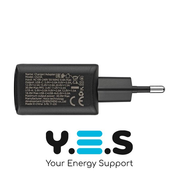 Зарядний пристрій HOCO CS23A Sunligh 1U+1C PD30W+QC3.0 чорний 6942007609944