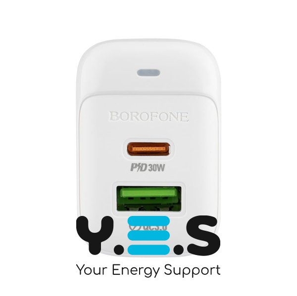 Зарядний пристрій BOROFONE BAS45A 1USB-C/1USB PD/QC 30W white 6941991113871