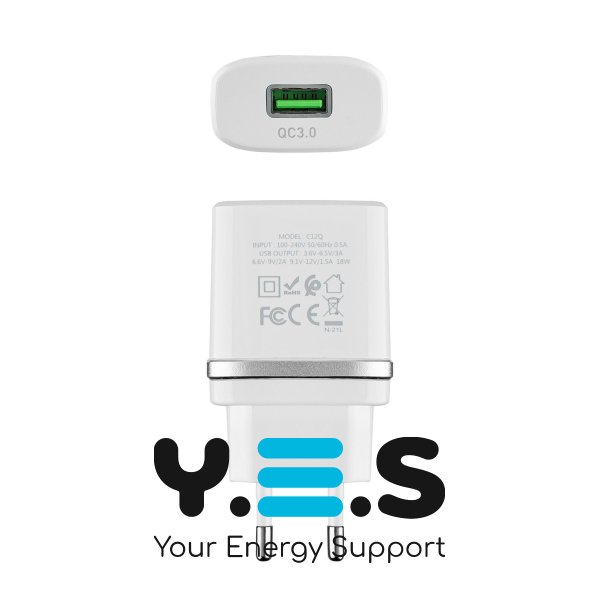 Зарядний пристрій HOCO C12Q Smart  QC3.0  18W  білий  6931474716262