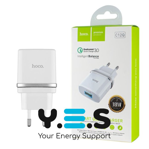 Зарядний пристрій HOCO C12Q Smart  QC3.0  18W  білий  6931474716262