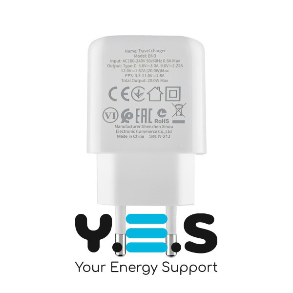 Зарядний пристрій BOROFONE BN3 Premium  Type-C to Lightning  PD 20W QC3.0  білий