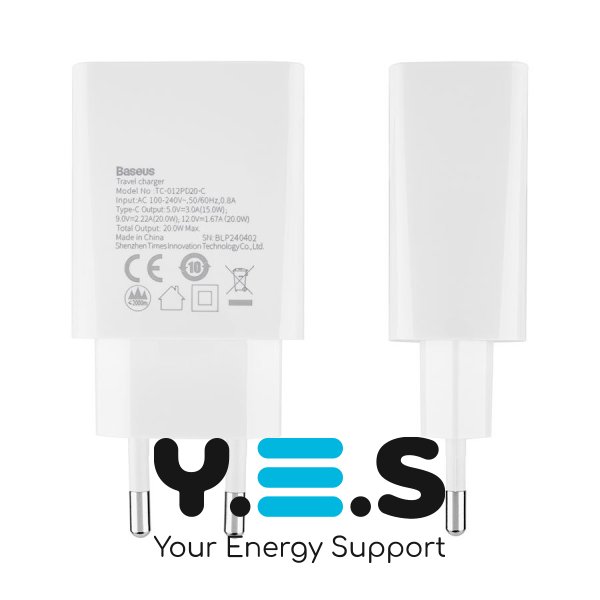 Зарядний пристрій Baseus Speed Mini Quick Charger 1C 20W EU білий  CCFS-SN02