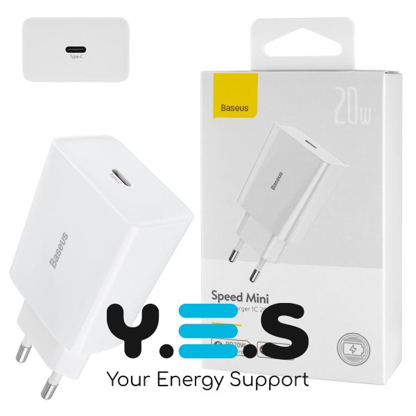 Зарядний пристрій Baseus Speed Mini Quick Charger 1C 20W EU білий  CCFS-SN02