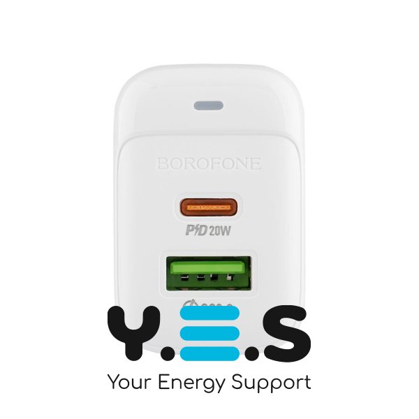 Зарядний пристрій BOROFONE BAS44A  1USB-C 1USB  PD/QC  20W  white  6941991113840
