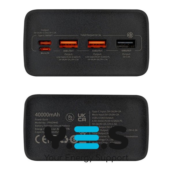 Power Bank Baseus Adaman Metal Digital Display 40000mAh 22.5W чорний (PPAD020101)()