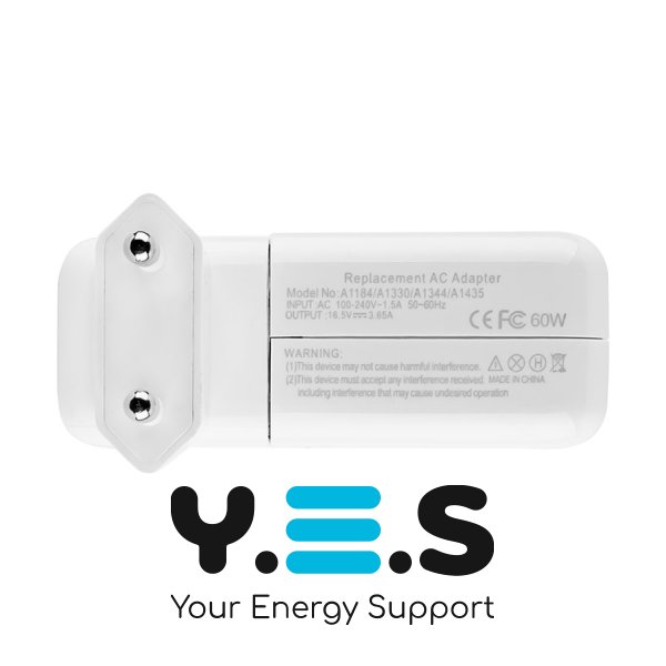 Зарядний блок живлення для ноутбука Apple MagSafe2 60W (16.5V, 3.65A), білий — T‑подібний роз’єм MagSafe2, з євроадаптером