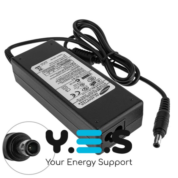 Адаптер живлення для ноутбука Samsung 90W (19V/4.74A), розʼєм 5.5×3.0 з PIN, без мережевого кабелю
