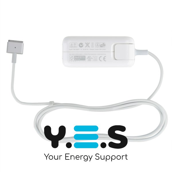 Блок живлення для ноутбука Apple MagSafe2 (A1436) з євроадаптером, T‑подібний роз’єм, 14.85V 3.05A 45W, білий