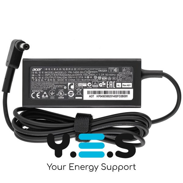 Блок живлення для ноутбука ACER 19V 2.37A (45W), штекер 5.5×1.7 мм, чорний