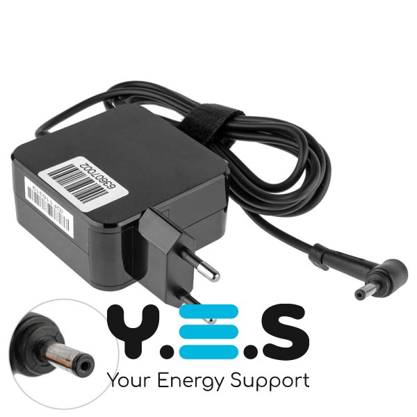 Квадратний блок живлення для ноутбука ASUS — 19V 2.37A (45W), штекер 4.0×1.35 мм, чорний