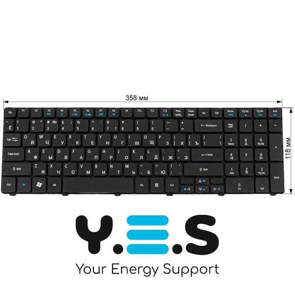 Клавіатура для ноутбука Acer Aspire 5236/5336/5410/5538/5553 та Acer eMachines E440/E640/E730/G640, розкладка RU, чорна