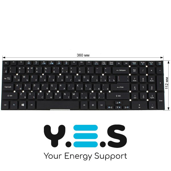Клавіатура для ноутбуків Acer AS: 5755, 5830, E1-522, E1-532, E1-731, V3-551, V3-731 — RU-розкладка, чорна, без рамки