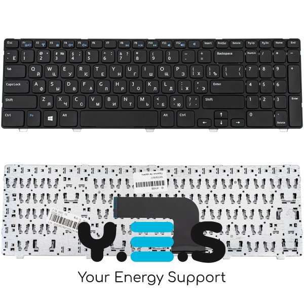 Клавіатура для ноутбука Dell Inspiron 15V/15VR/1316/3521/5521 та Vostro 2521 — розкладка RU, чорна