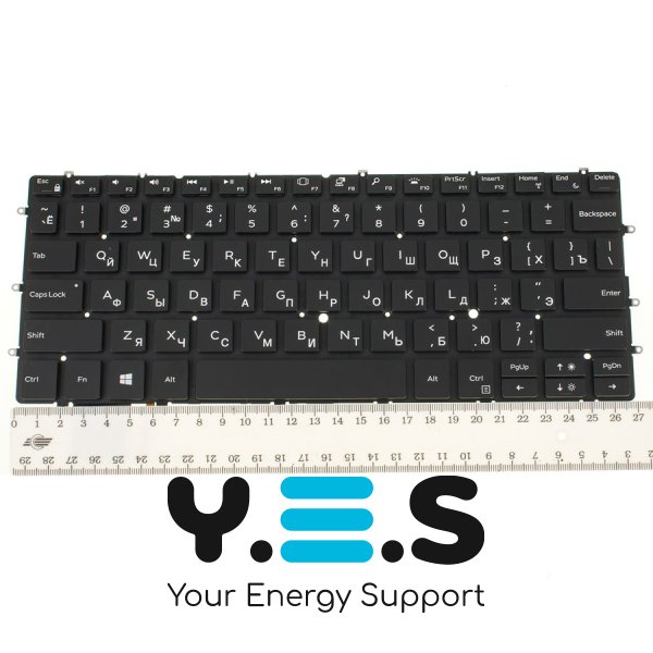 Клавіатура для ноутбука Dell XPS 9370, RU-розкладка, чорна, без рамки, з підсвіткою клавіш