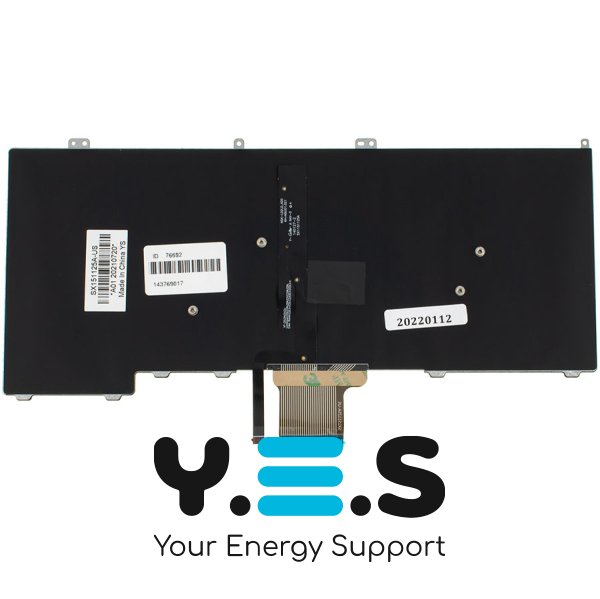 Клавіатура для ноутбука Dell Latitude 7000 / E7240 / E7440 — чорна, RU-розкладка, підсвітка клавіш, без джойстика