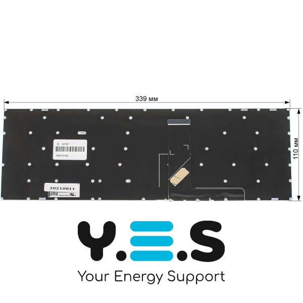 Клавіатура для ноутбука Lenovo IdeaPad 320-15 series, RU-розкладка, onyx black, без рамки, зі світлодіодом на кнопці живлення (Original)