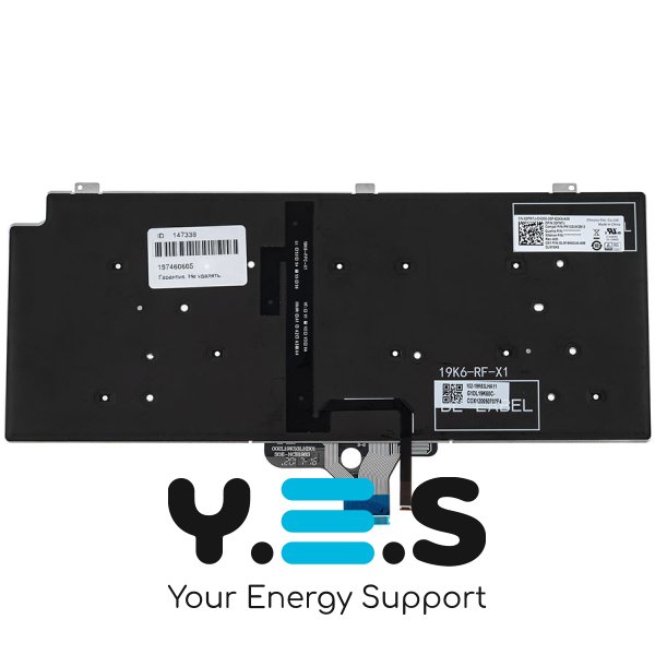 Клавіатура для ноутбука Dell Latitude 7310, RU-розкладка, чорна, без фрейма, Original