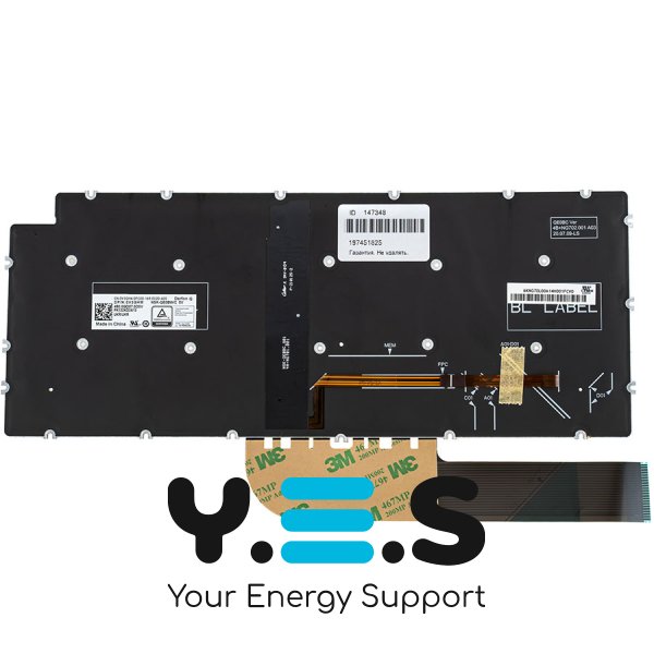 Клавіатура для ноутбука Dell Inspiron 5390 / 5490 / 7490 — українська розкладка, сіра, без рамки, з підсвіткою клавіш, Original