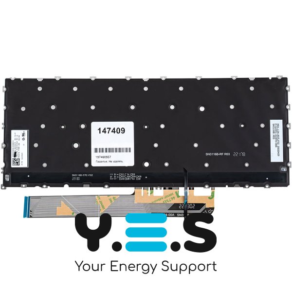 Клавіатура для ноутбука Lenovo ThinkBook 13s G4 series — темно-сіра, без рамки, з підсвіткою клавіш, RU-розкладка