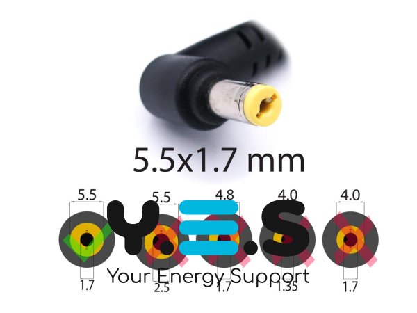 Блок живлення (адаптер) для ноутбуків Acer 19V 3.42A 65W, штекер 5.5×1.7, без мережевого кабелю