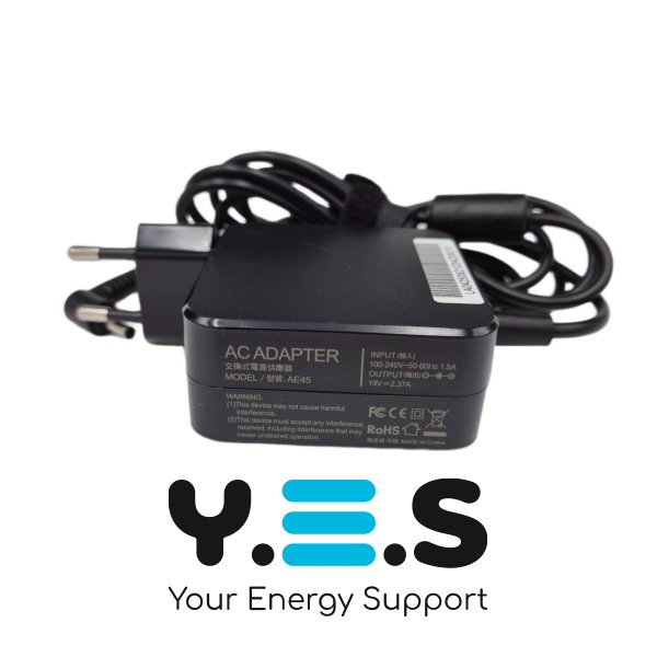 Адаптер живлення для ноутбуків ASUS — 19V 2.37A 45W, штекер 4.0×1.35 мм (Square)