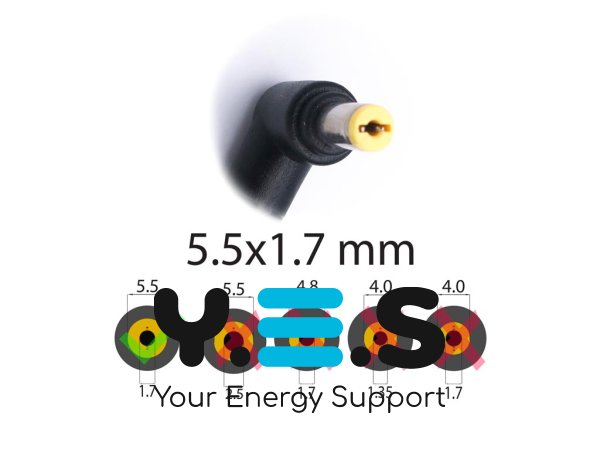 Адаптер живлення для ноутбуків Acer 19V 2.15A 40W, роз’єм 5.5×1.7, без мережевого кабелю