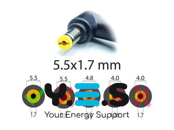 Адаптер живлення для ноутбуків Acer 19V 9.5A 180W, штекер 5.5×1.7, без мережевого кабелю