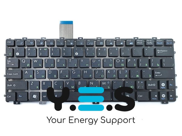 Клавіатура для ноутбуків ASUS EEE PC 1015P/1015PX/1015B/1015BX/1015PW/1015PE/1015PN/1018P/1018PB/X101/X101H/X101CH — чорна, розкладка RU, без рамки