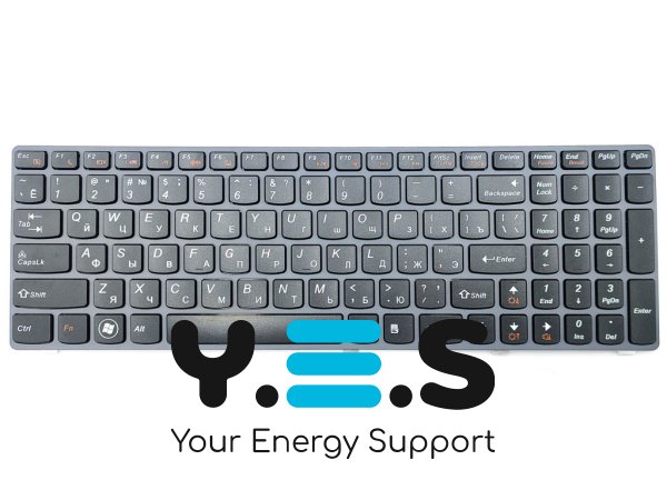 Клавіатура для ноутбука LENOVO IdeaPad Y570, Y770 — RU Black, сіра рамка