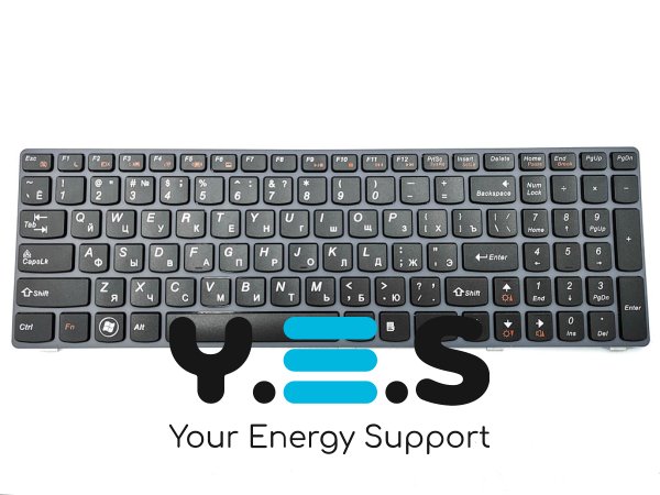 Клавіатура для ноутбуків LENOVO IdeaPad Z580 / G580 / G585 / Z580A / Z585 — RU Black, сіра рамка