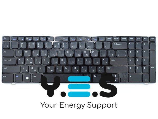 Клавіатура для ноутбуків DELL Inspiron 15 3521/5421/5521/5535/5537/1316/3537/5528/3540 та Vostro 2521/3531, M531R — RU, чорна, з глянцевою рамкою (з рамкою) Original