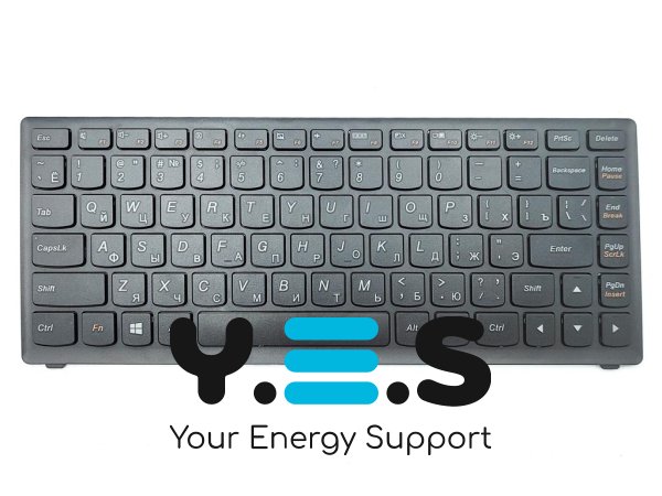 Клавіатура для ноутбуків Lenovo IdeaPad S300, S400, S405, S415, M30-70, S40-70, M40 — RU розкладка, чорна, з чорною рамкою