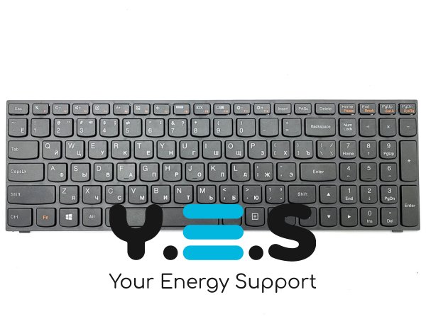Клавіатура OEM для ноутбуків LENOVO IdeaPad G50, G50-30, G50-45, G50-70, G70-70, G70-80, Z50-70, Z50-75, Z70-80, Flex 2-15 — чорна, з чорною рамкою (RU)
