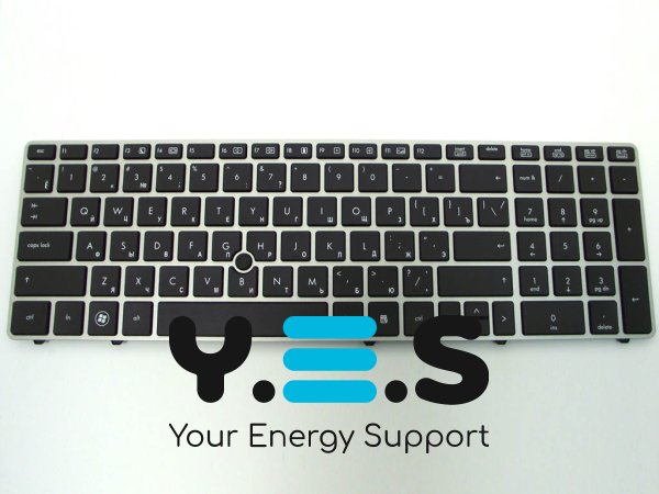 Клавіатура для HP ProBook 6560B/6565B/6560P та EliteBook 8560P/8570P/8560B — RU, чорна, із срібною рамкою та PointStick, Original